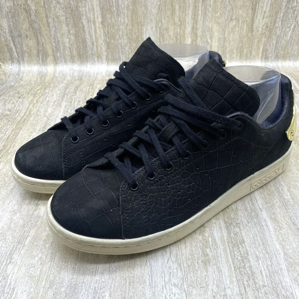 Adidas Stan Smith LIMITED Metal Plate Black Leather Croc s82482 Sneakers Shoes 7